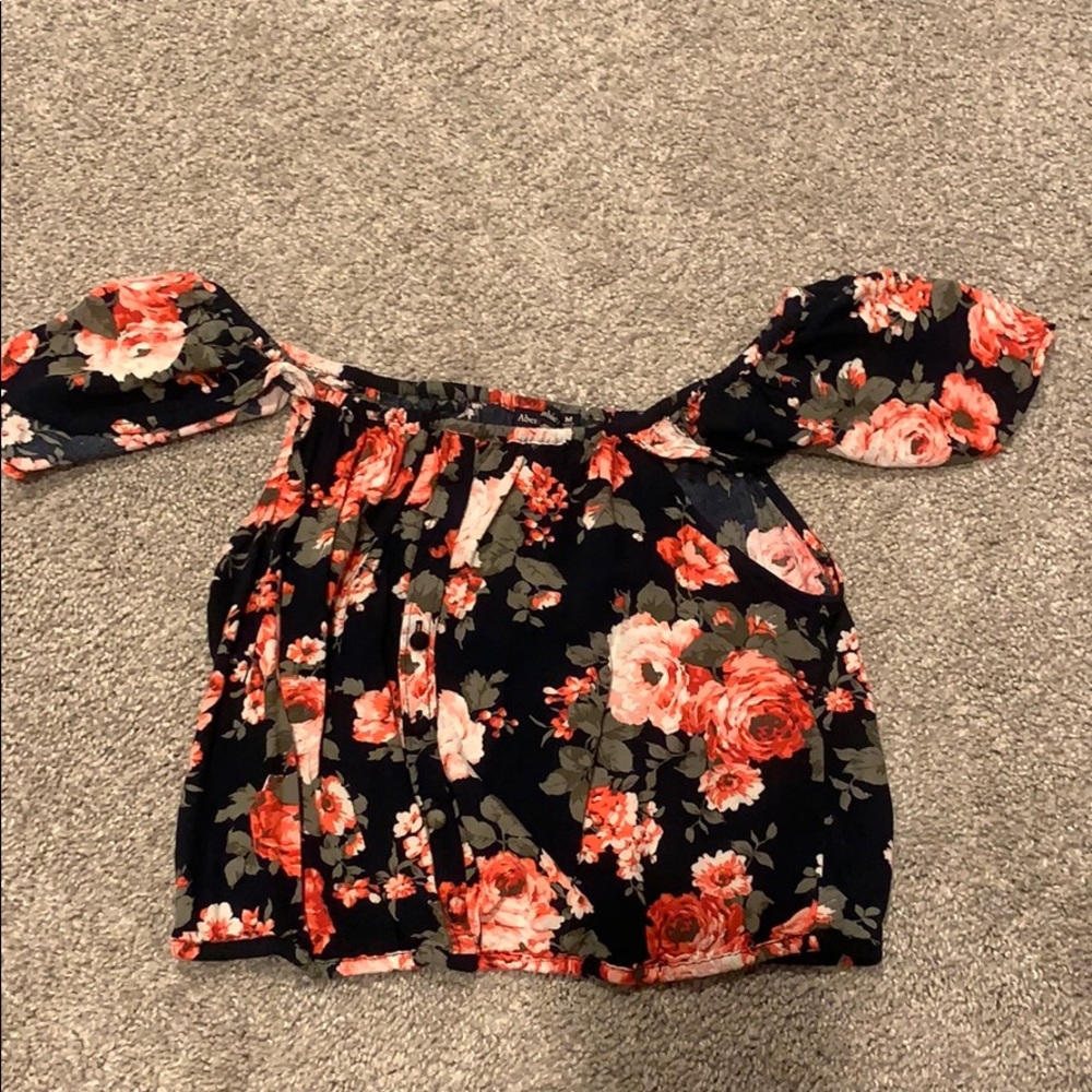 off the shoulder floral shirt
